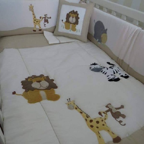 Set de cuna animales de la selva zoologico en blanco marrón protectores clásicos en Lima Perú