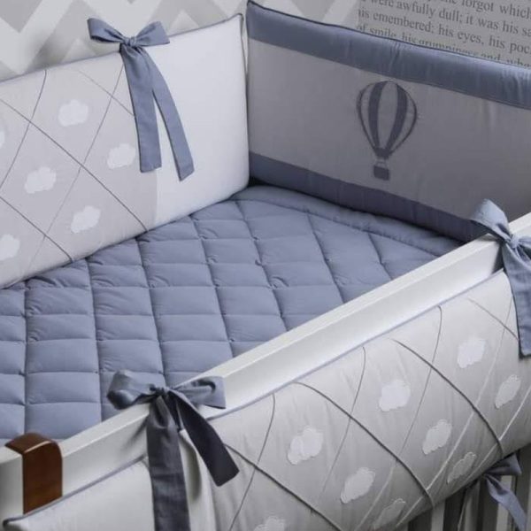 Set de cuna protectores clásicos azul y grisára niño