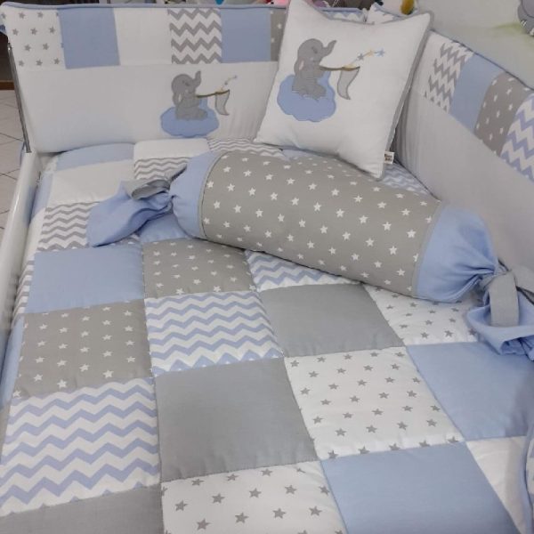 set de cuna estrellas blanco azul gris en Lima Peru