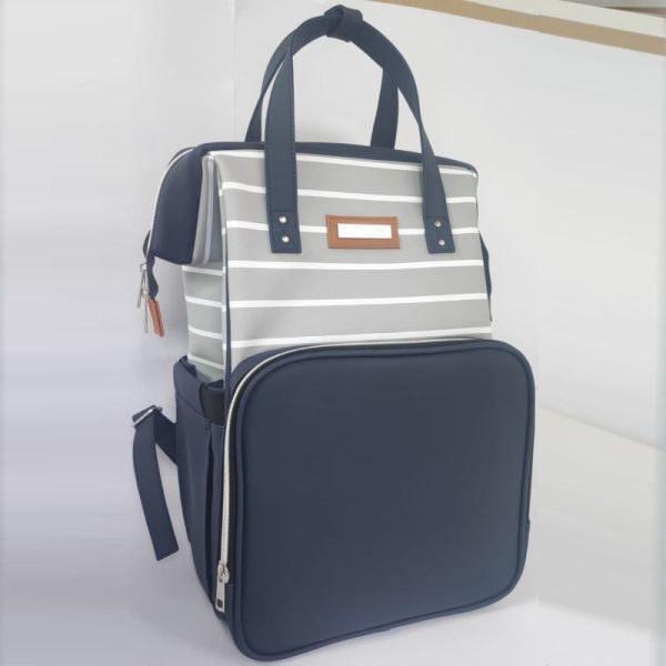 mochila pañalera azul marino par amama modernas y papas y para guardar las cosas del bebé de ventas en Dinos Baby Lima